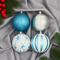 Набор шаров пластик d-8 см, 4 шт "Агнет" узоры, микс