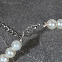 Набор 2 предмета: серьги, колье &laquo;Антуанетта&raquo; капли и ряд бусин, цвет белый в серебре, 40 см