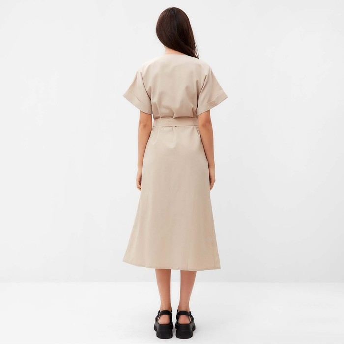 Платье женское на пуговицах MIST Summer time, бежевый, р.44 Платье женское на пуговицах MIST Summer time, бежевый, р.44