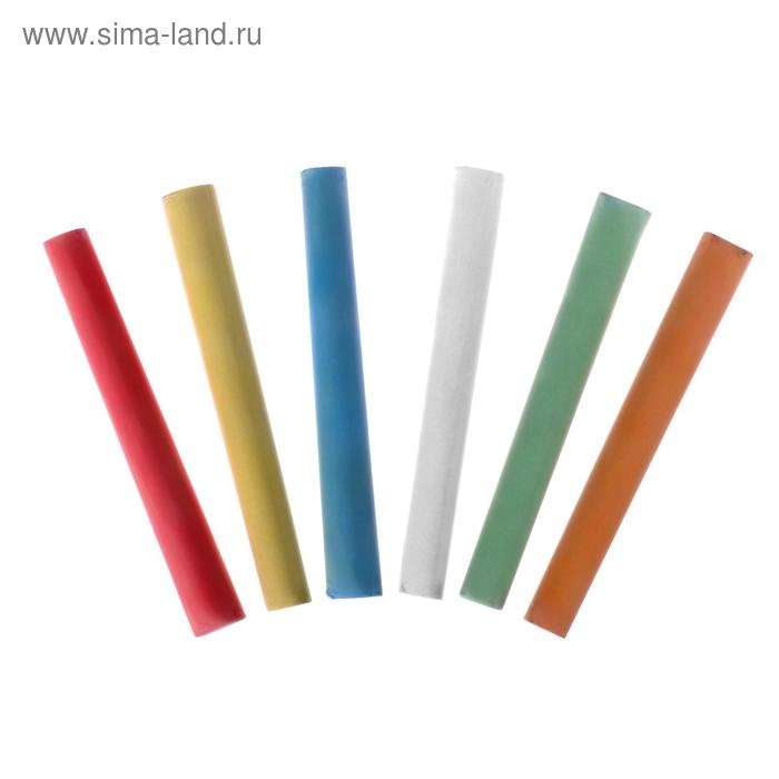 Мел школьный цветной 24 шт (6 цветов х 4), круглый беспыльный, в картонной коробке