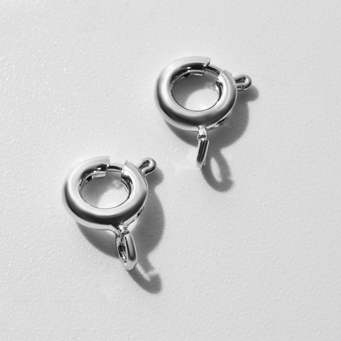 Замок-карабин посеребрение, (набор 2 шт.) 9&times;6 мм, кольцо