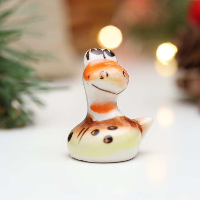 Новый год. Сувенир символ года "Змея Пупс", гжель, цвет