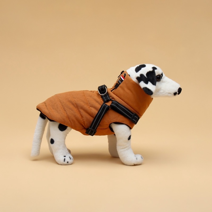 Куртка для собак со шлейкой, размер L (ДС 35, ОГ 45, ОШ 35 см), горчичная