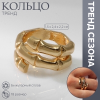 Кольцо металл &laquo;Тренд&raquo; бамбук, цвет золото, размер 18