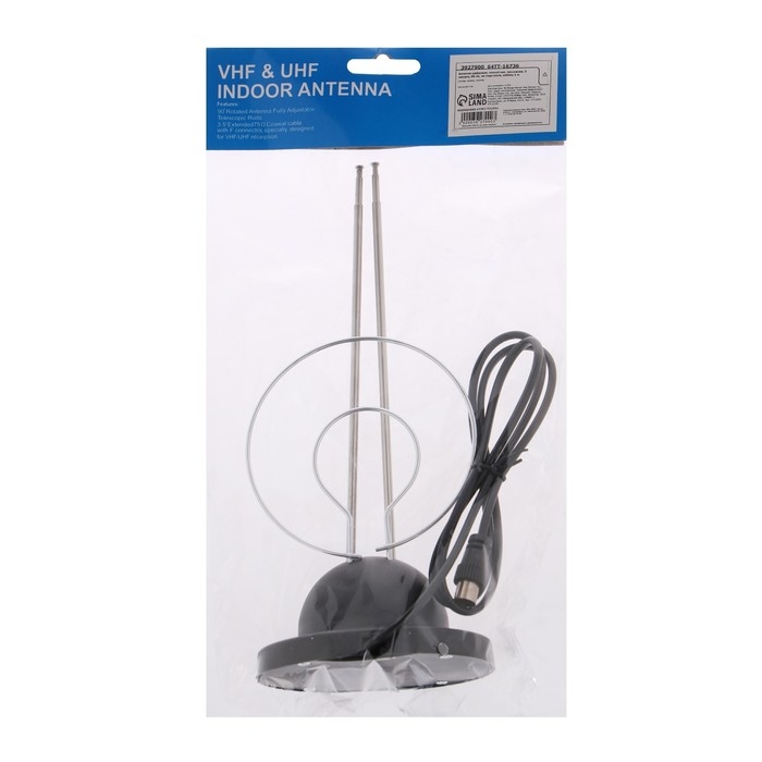 Антенна цифровая, комнатная, пассивная, 3 секции, 60 см, на подставке, кабель 1 м