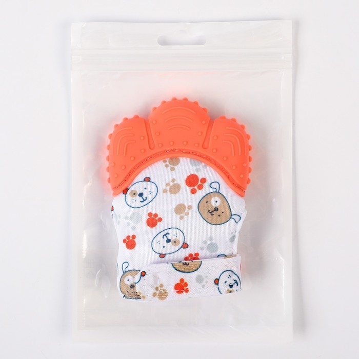 Прорезыватель-рукавичка &laquo;Собачки&raquo;, цвет красный, Крошка Я