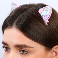 Заколки для волос ушки &laquo;Моей кошечке&raquo;, 2 шт, 5 х 5 см