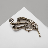 Брошь &laquo;Перо&raquo;, цвет светло-коричневый в чернёном золоте