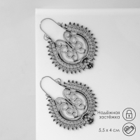 Серьги металл &laquo;Восток&raquo; узор в капле, цвет чернёное серебро