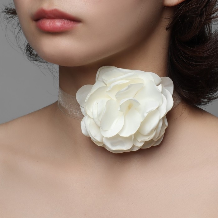 Чокер &laquo;Танго&raquo; бутон, цвет белый, 30см