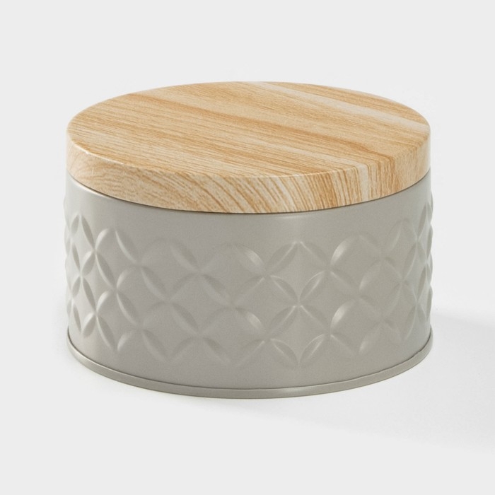 Банка для хранения сыпучих продуктов &laquo;Сканди&raquo;, 300 мл, 6&times;10 см, с бамбуковой крышкой, цвет серый