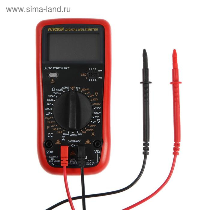 Мультиметр ТУНДРА, VC9205N, ACV/DCV, ACA/DCA, 200-200M&Omega;, 20nF-200mF, прозвон