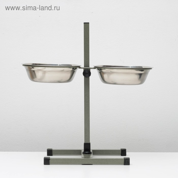 Подставка с мисками, 2 х 1,5 л, высота 50 см, разборная, зелёная Подставка с мисками, 2 х 1,5 л, высота 50 см, разборная, зелёная