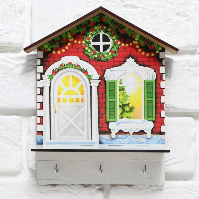 Ключница настенная новогодняя «Новогодний дом», на Новый год Ключница настенная новогодняя «Новогодний дом», на Новый год