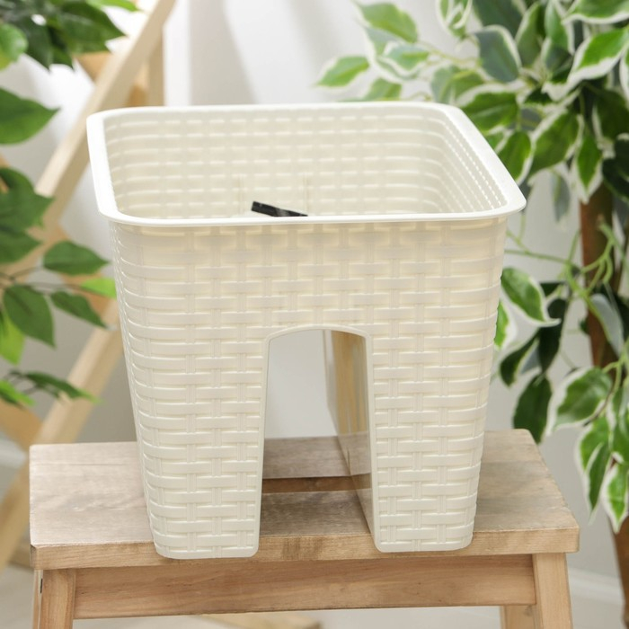 Кашпо на перила &laquo;Ротанг&raquo;, 12 л, цвет бежевый