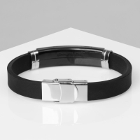 Браслет унисекс «Мощь» прямоугольник с узором, цвет чёрный с серебром, 22 см Браслет унисекс «Мощь» прямоугольник с узором, цвет чёрный с серебром, 22 см