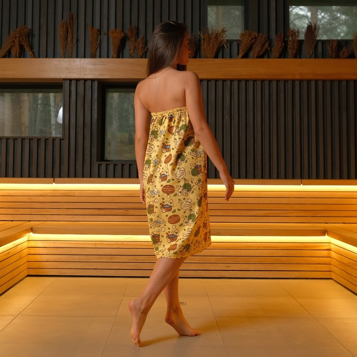 Полотенце для бани Полотенце для бани "С легким паром" жен. парео,80х150см,хл., ваф. полотно