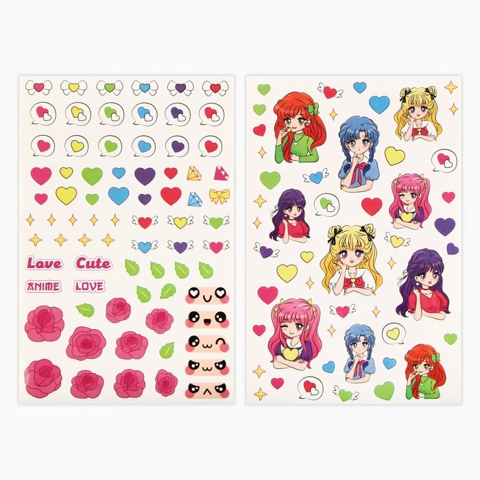 Заколки для волос, &laquo;Кавайные заколки&raquo; с наклейками, 8.5 х 13 см