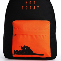 Рюкзак школьный молодёжный, отдел на молнии, наружный карман, цвет чёрный/оранжевый