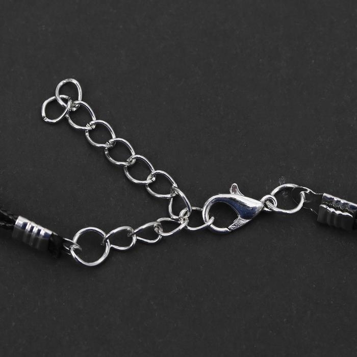 Чокер &laquo;Двойной&raquo; с нитью, сердце графика, цвет бело-чёрный в серебре, L=40 см