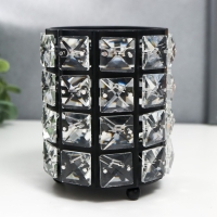 Подсвечник металл на 1 свечу "Кристаллы" цилиндр чёрный 12х9х9 см Подсвечник металл на 1 свечу "Кристаллы" цилиндр чёрный 12х9х9 см