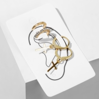 Набор серьги и кафф «Крестики» кольца, цвет белый в золоте Набор серьги и кафф «Крестики» кольца, цвет белый в золоте