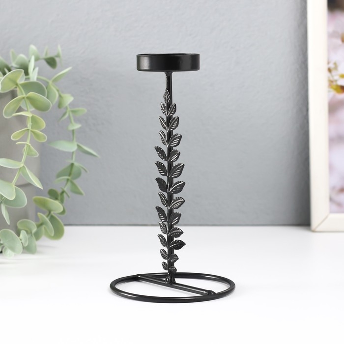 Подсвечник металл на 1 свечу "Веточка с листьями" d=4 см 8х8х13,5 см