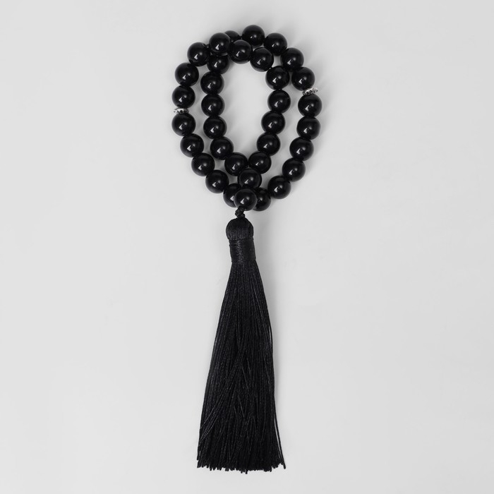 Чётки мусульманские шар №10 &laquo;Агат чёрный&raquo; 35 бусин с перемычками