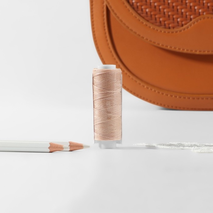 Нитки вощёные, круглые, 300D/3, 0,35 мм, 60 &plusmn; 2 м, цвет бежевый