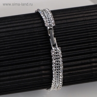 Браслет со стразами &laquo;Сияй&raquo; двойная нить с промежутком, цвет белый в серебре, 18 см