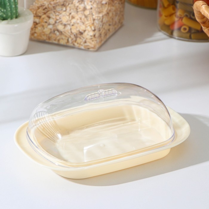 Маслёнка, пластиковая, 18&times;12&times;7 см, цвет слоновая кость