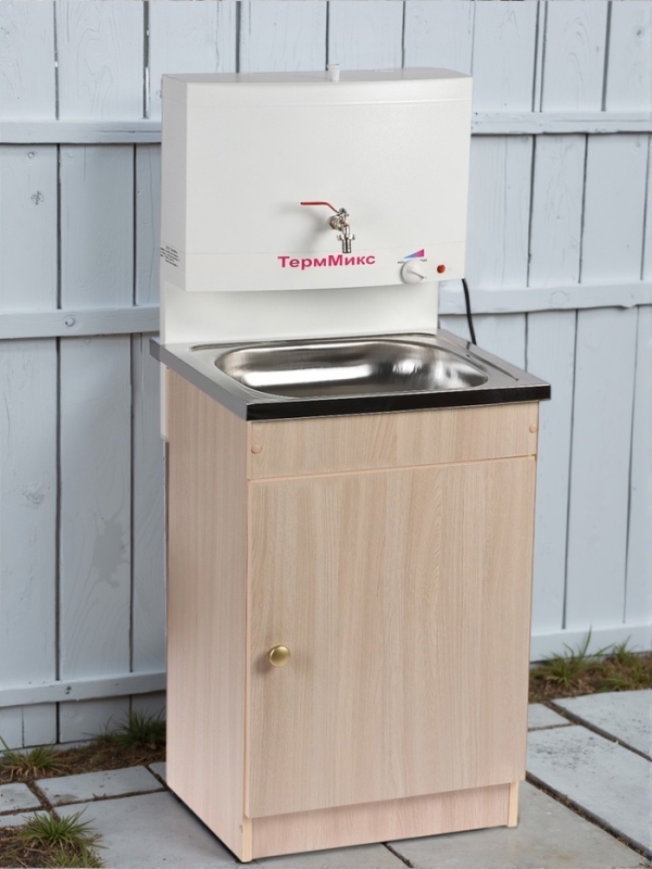 Умывальник "ТермМикс", с ЭВН, нержавеющая мойка, 1250 Вт, 17 л, ЛДСП, белый