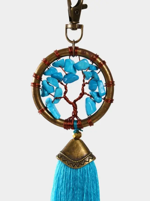 Брелок ловец снов "Великое древо" 19 см, цв. голубой