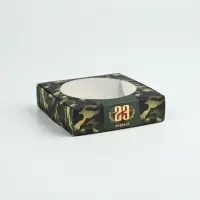 Коробка для макарун с низкими бортами &laquo;23 Февраля&raquo;, 11 х 11 х 3 см