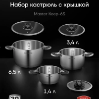 Набор кастрюль MasterKeep со складными ручками 6 предметов