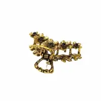 Краб для волос "Каспиан" незабудки, 5 см, золото