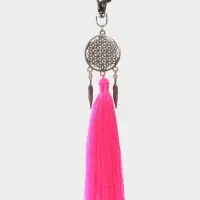 Брелок-кисточка "Ловец снов" 17 см, цв. розовый, серебристый