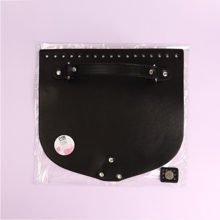 Крышка-клапан для сумки, с ручкой, на магнитной кнопке, 23 &times; 21 см, цвет чёрный/серебряный