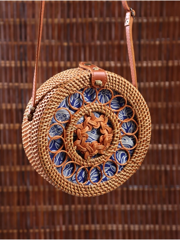 Сумка плетеная ротанг "Мандала" МИКС 20х6х70 см