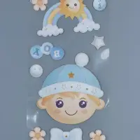 Наклейка интерьерная "Малыш в голубом" 31х60 см