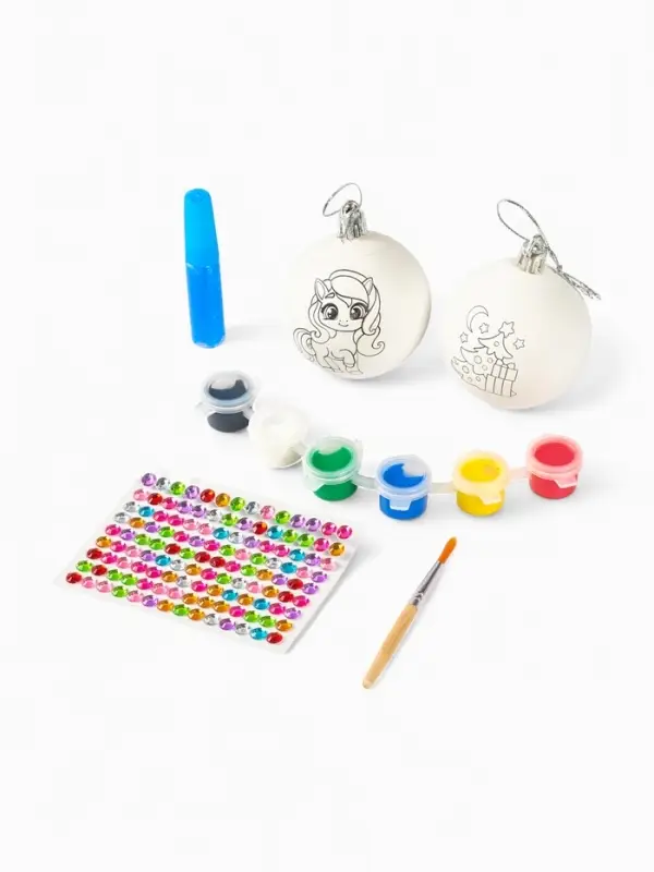 Набор для творчества &laquo;Елочные шары под раскраску &raquo;Волшебство&laquo; + краски, 2 шт.