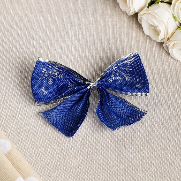 Бант праздничный &laquo;Снегопад&raquo;, синий, 14 х 10 см