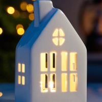 Светодиодная фигура "Дом с трубой" 12.6х5.5х7.5, 1 LED, LR44x3(в компл.), Т/БЕЛЫЙ