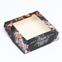 Коробка подарочная новогодняя складная с окном &laquo;Верь в чудеса&raquo; 15&times;15&times;4 см