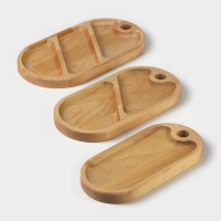 Набор деревянных менажниц и сервировочных досок на подставке Adelica, 3 шт, 25&times;14 см, 23&times;12 см, 21&times;10 см