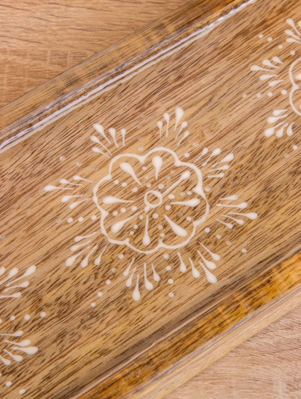 Набор розеток на подносе "Пряник" (3 шт) дерево манго 33,5х13х6,5 см