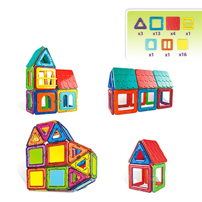 Конструктор магнитный «Цветные магниты», 55 деталей Конструктор магнитный «Цветные магниты», 55 деталей