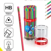 Карандаш чернографитный Berlingo &laquo;Fuze&raquo;, HB, трёхгранный, заточенный, с ластиком, ассорти