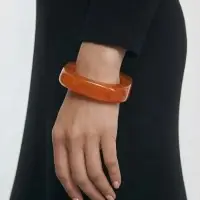 Браслет манжет акрил "Тренд", цвет оранжевый