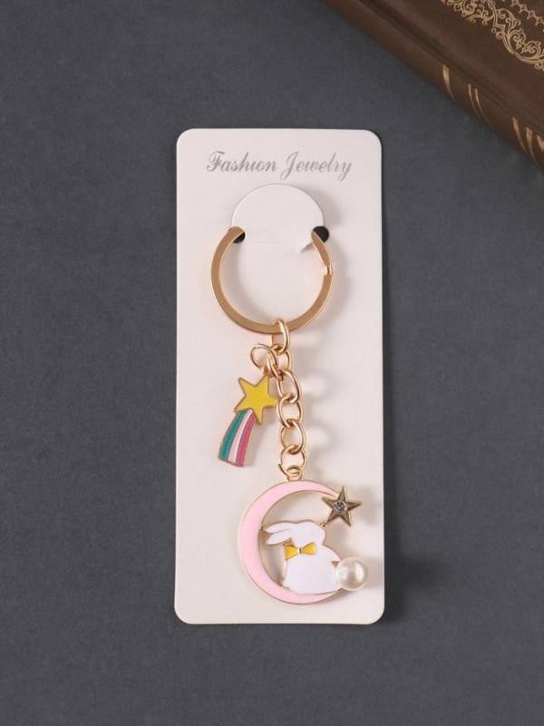 Брелок металл, эмаль "Зайка на месяце" 9 см